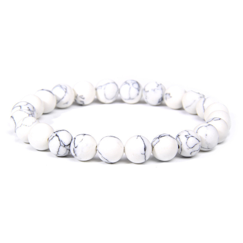 Amazon Hot Sale European and American 8mm Tiger Eye Stone White Pine Agate Crystal Stone Beads Bracelet Elastic Bracelet Cross-Border
