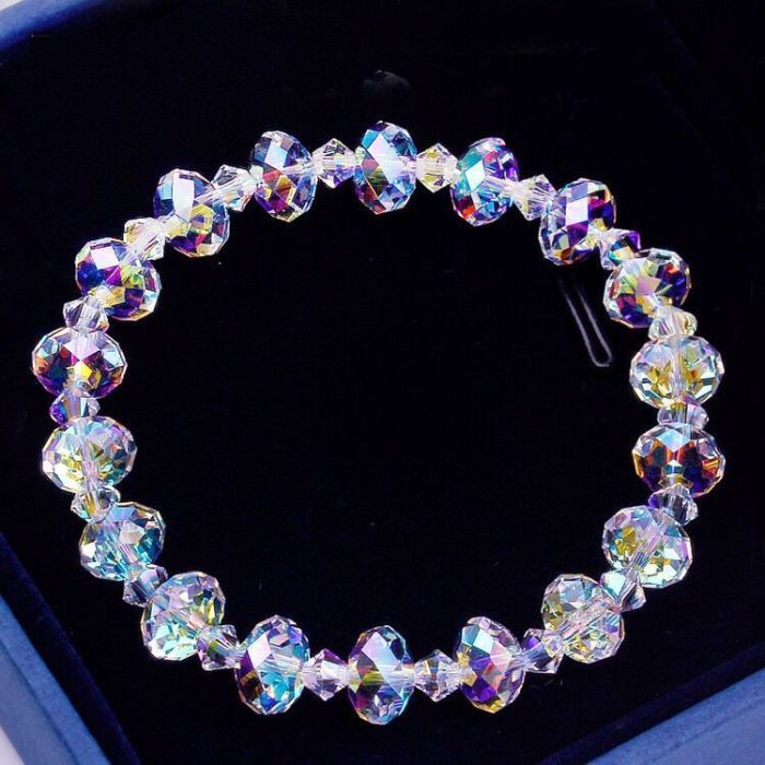 2024 New Korean Style Simple Personality Crystal Bracelet Beaded Elastic Bracelet Wholesale Pujiang Crystal