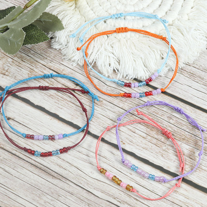 Amazon Cross-Border In-Stock Wholesale Versatile Rice Bead Woven Bracelet INS Style Summer Simple Bracelet