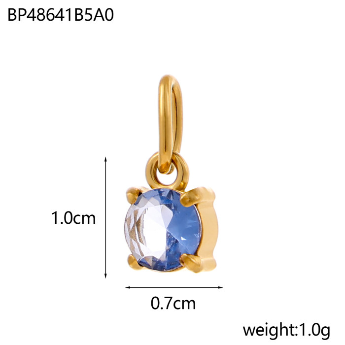 Handmade DIY Jewelry Accessories Stainless Steel Zircon Small Pendant Titanium Steel Claw Setting Round Water Drop Zircon Pendant
