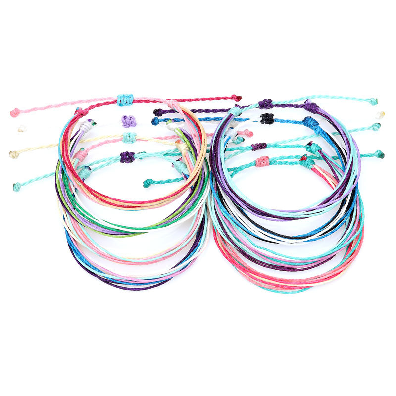 Cross-Border Hot Selling Wax Thread Woven Bracelet South American Wax Thread Bohemian Style Bracelet Personalized Tag Logo