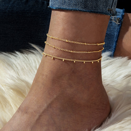 European and American Cross-Border Jewelry Summer Fashion New Simple Beach Anklet for Women Bohemian Alloy Chain Foot Jewelry