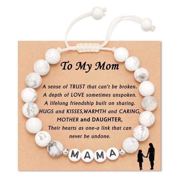 Cross-Border European and American Amazon Matte Stone Bead English Letter Bracelet Father's Day Mother's Day Bracelet Gift Jewelry Wholesale