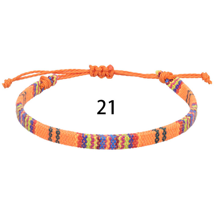 Amazon Hot-Selling Nepali Style Cotton and Linen Woven Rainbow Anklet Versatile Colorful Adjustable Ankle Rope
