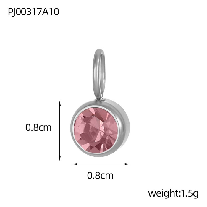 Hot-Selling Stainless Steel Jewelry Accessories Birthstone Pendant DIY Jewelry Accessories Colorful Rhinestone Pendan...