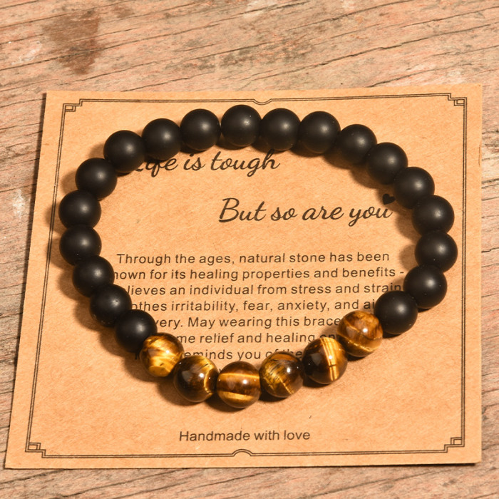 Cross-Border Jewelry Pink Zebra Stone Bead Bracelet Festival Gift for Men and Women Friendship Heart Bead Bracelet Wholesale Hot Item
