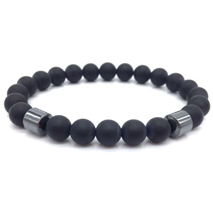 Cross-Border Fashion Jewelry Wholesale New Black Stone Tiger Eye Bead Bracelet Map Stone Bracelet Magnetic Bracelet New Arrival