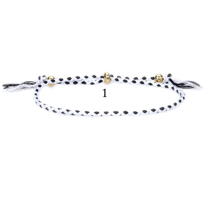Cross-Border Hot-Selling Bracelet Woven Rope Couple Bracelet Men and Women Cultural Play Accessories Ethnic Tibetan Style Cotton Rope Copper Beads Tassel