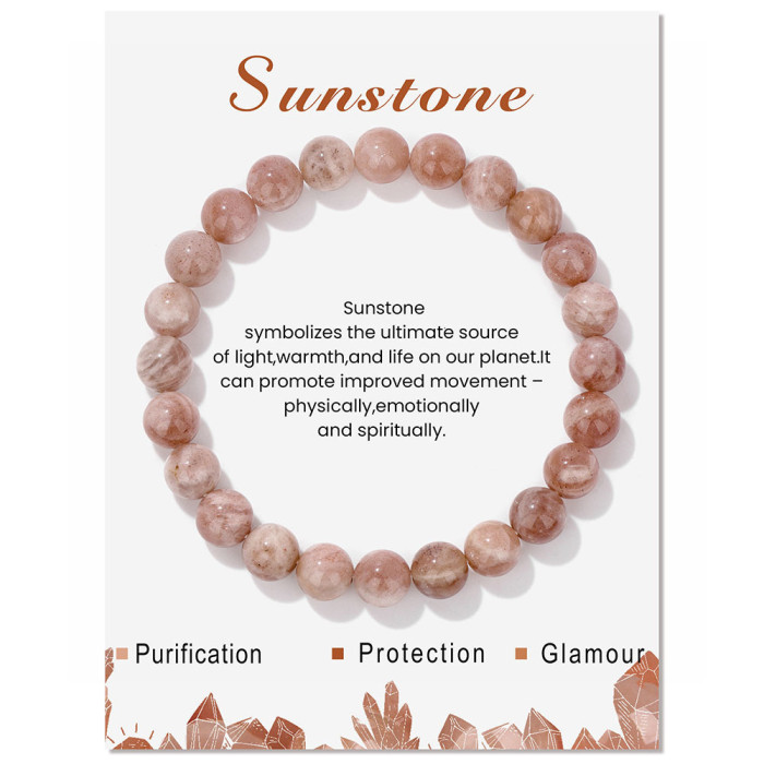 Amazon Hot-Selling Beaded Bracelet Single Loop Elastic Cord 8mm Amethyst Agate Gift Bracelet Women's Rose Quartz Bracelet