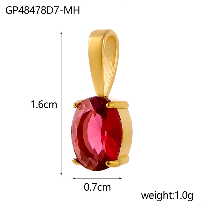 INS Style Exquisite Fashion Colorful Zircon Accessories Water Drop Pendant Stainless Steel December Birthstone, Neckl...