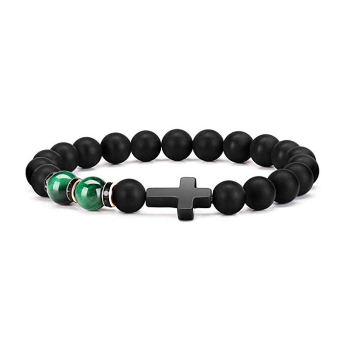 Amazon Hot-Selling Cross Imitation Obsidian Tiger Eye Stone Bracelet for Men and Women Handmade Beaded Bracelet Direct from Manufacturer