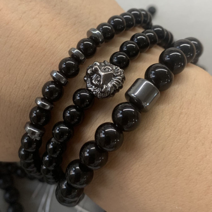 Cross-Border Foreign Trade Fashion Luxury Charm Men's Bracelet Zircon Stone Handmade Beaded Bracelet and Bangle Wholesale