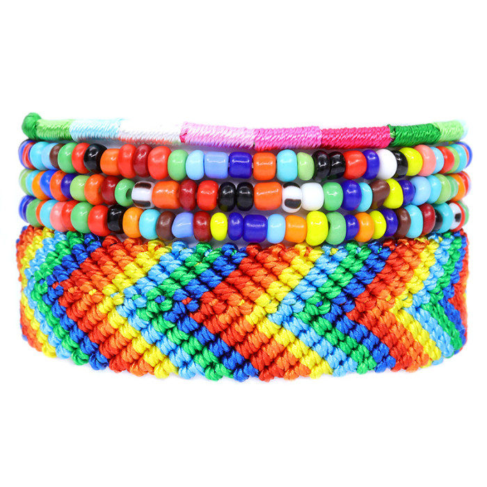 Amazon Hot-Selling VSCO Girl Bracelet Graduation Season Party Wear Handmade Woven Friendship Bracelet 5-Piece Set