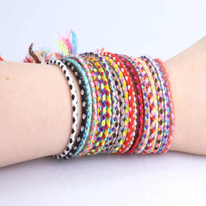 Cross-Border Hot-Selling Bracelet Woven Rope Couple Bracelet Men and Women Cultural Play Accessories Ethnic Tibetan Style Cotton Rope Copper Beads Tassel
