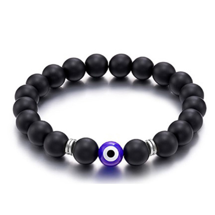 Amazon Hot-Selling European and American 8mm Tiger Eye Stone Bracelet Glass Blue Eye Spartan Helmet Bracelet Wholesale