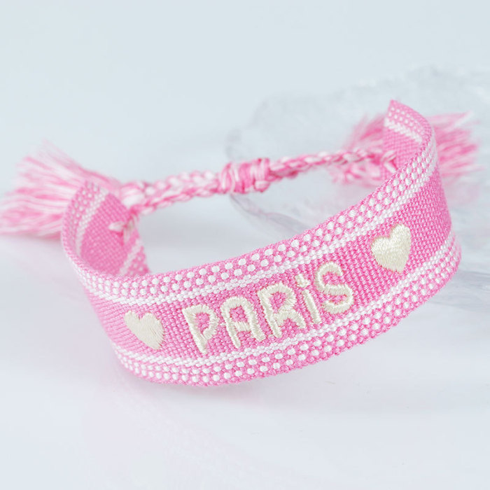 Embroidery Eiffel Tower Ethnic Style Woven Wristband France PARIS Olympics Bracelet Souvenir