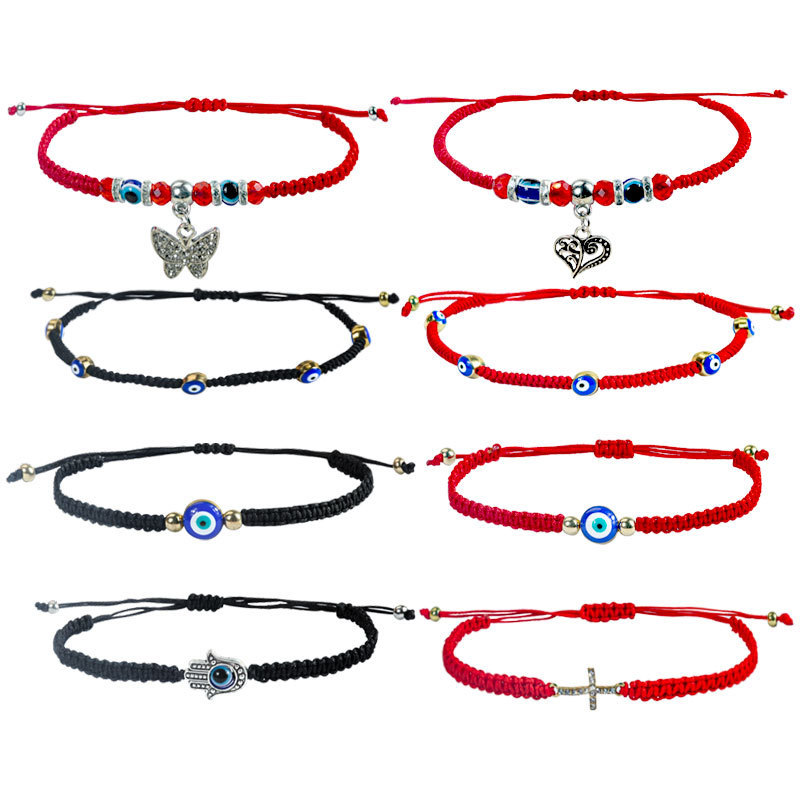 Amazon Hot-Selling Devil Eye Palm Braided Rope Adjustable Pull Elephant Turtle Red Rope Bracelet
