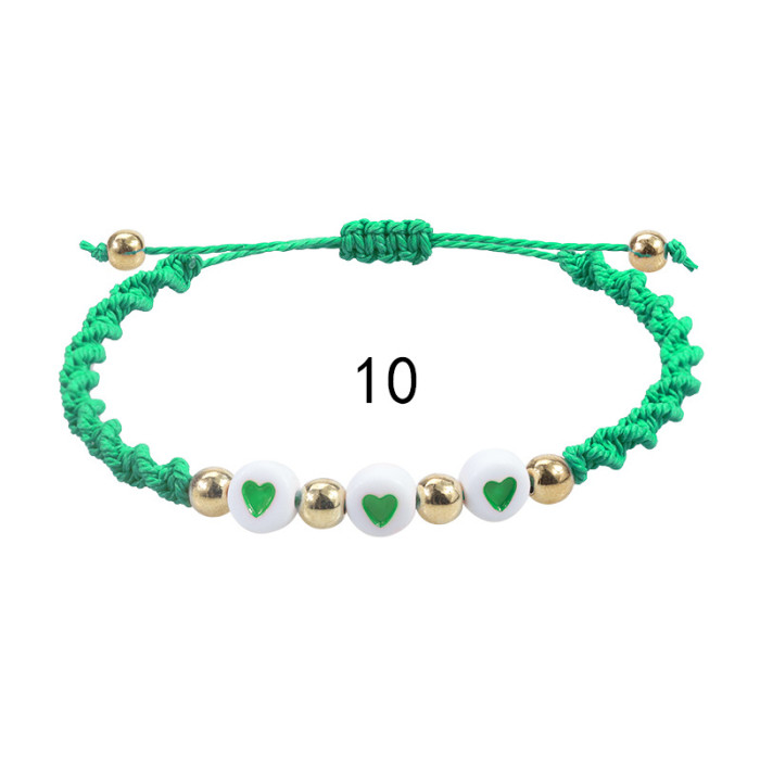 New Acrylic Heart Bracelet Bohemian Style Wax Thread Woven Bracelet TEMU Manufacturer in Stock