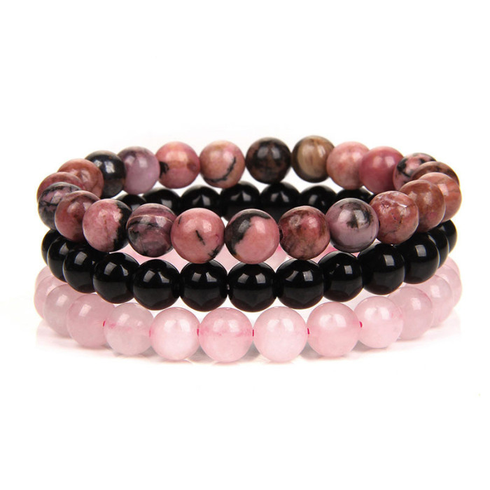 Cross-Border New 8MM Tiger Eye Stone Bracelet Turquoise Hematite Amethyst Set Bracelet for Women and Men Jewelry