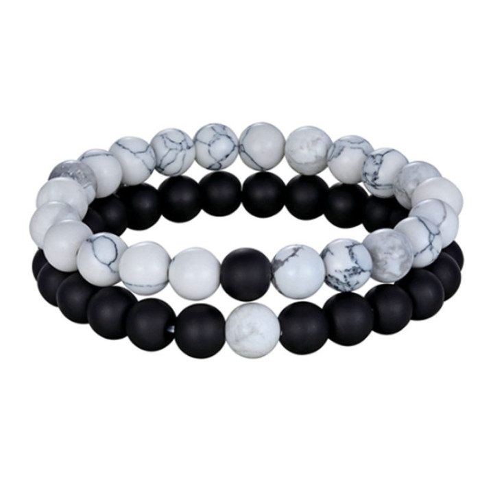 Cross-Border White Pine Tiger Eye Volcanic Stone Couple Bracelet Fresh Sweet Handmade Frosted Hand Jewelry Unisex Wholesale