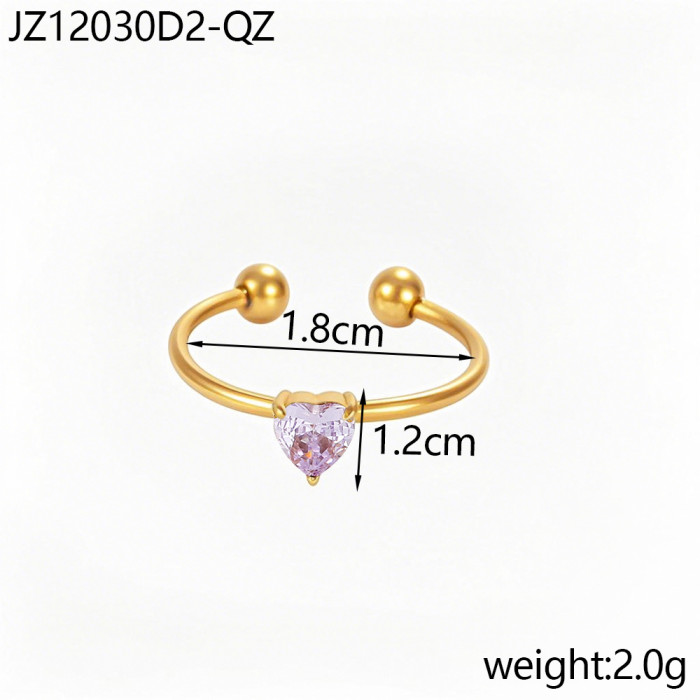 Cross-Border Hot-Selling Aperture Ring Zircon Inlaid Open Ring Stainless Steel Ins Birthstone Twisted Tail Ring