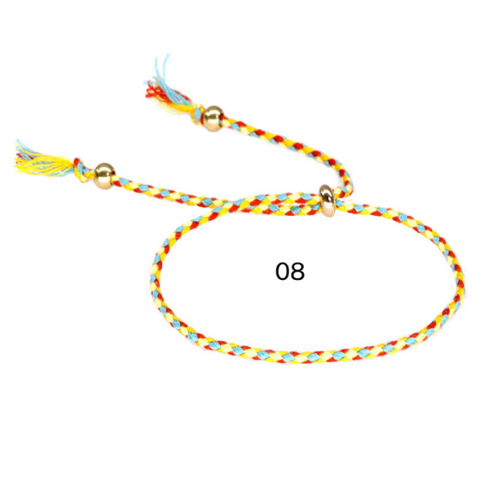 Amazon Hot-Selling Bracelet Copper Beads Tassel Hand Jewelry Colorful Cotton Thread Bracelet Unisex Ins Yiwu Foreign Trade New Model