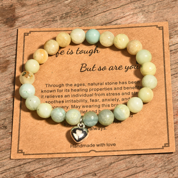Cross-Border Jewelry Pink Zebra Stone Bead Bracelet Festival Gift for Men and Women Friendship Heart Bead Bracelet Wholesale Hot Item