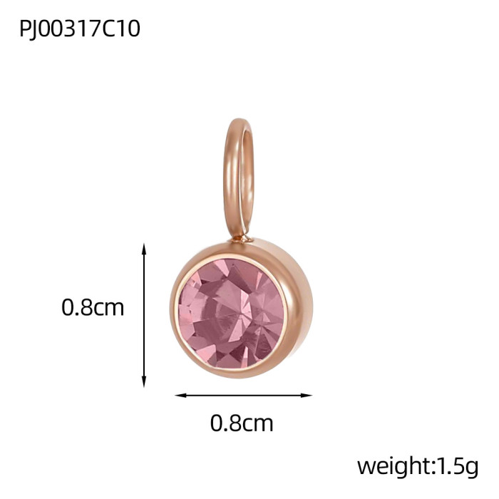 Hot-Selling Stainless Steel Jewelry Accessories Birthstone Pendant DIY Jewelry Accessories Colorful Rhinestone Pendan...