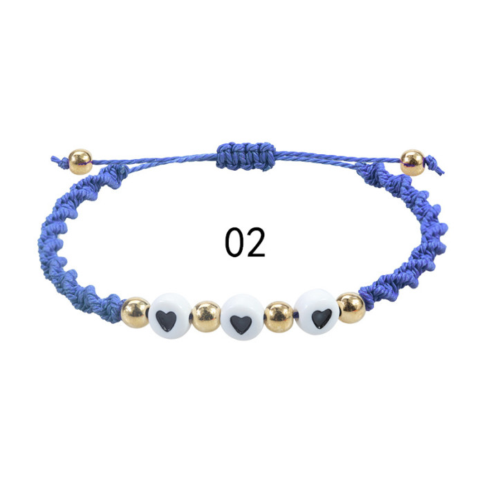 New Acrylic Heart Bracelet Bohemian Style Wax Thread Woven Bracelet TEMU Manufacturer in Stock
