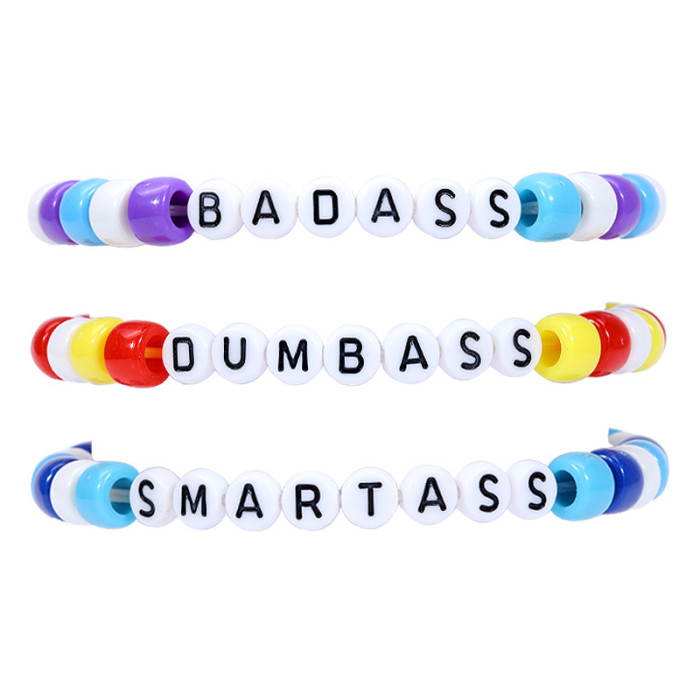 New Amazon Source Rainbow Rice Beads Beaded Bracelet Handmade Woven 26 Letter Beads Bracelet 3-Piece Set