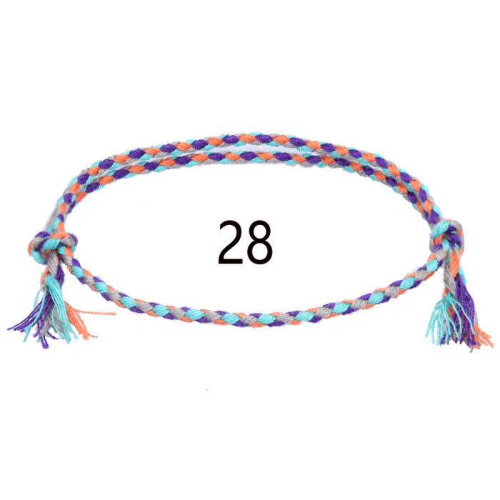 Cross-Border New Simple Peace Buckle Four-Strand Colorful Hand Rope Wenwan Thread Bracelet Handmade Woven Red Rope Bracelet