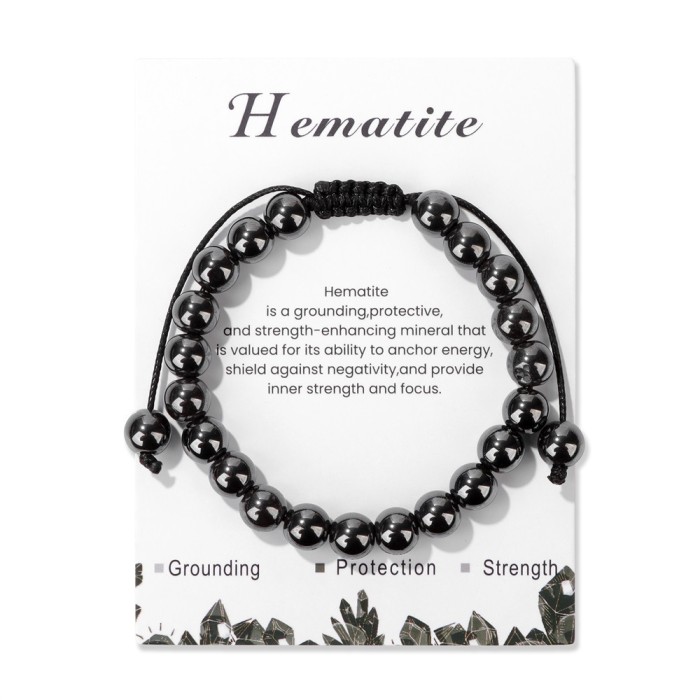 New Amazon Pink Quartz Strawberry Jam Amethyst Agate Braided Bracelet for Men Vintage Simple Adjustable Bracelet European and American Style