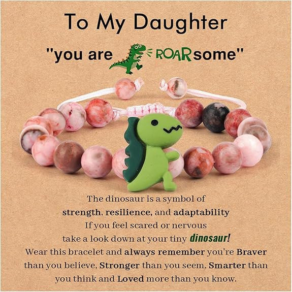 Children's Jewelry Dinosaur Bracelet Green Aventurine Adjustable Black Matte Cartoon Resin Woven Bracelet Amazon Jewelry