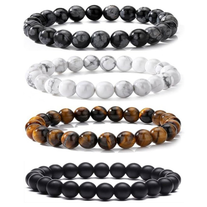 Amazon Wish New Volcanic Stone Bracelet Jewelry Fashion Simple Tiger Eye Stone Lapis Lazuli Agate Bracelet Set