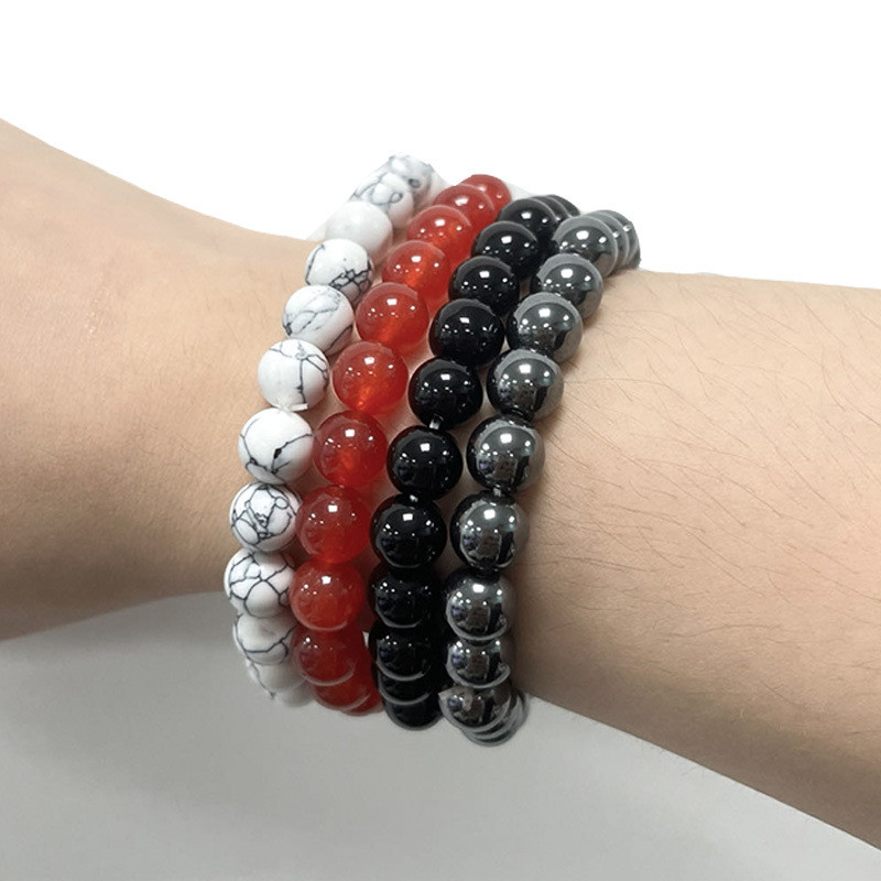 Amazon European and American 8MM Agate Tiger Eye Stone Handmade Beaded Bracelet Set Hematite Bracelet Export