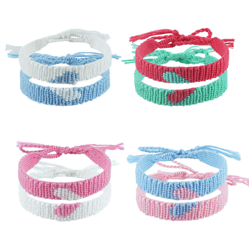 Cross-Border Heart Hand-Woven Bracelet New Chinese Style Tassel Woven Couple Bracelet Trendy Jewelry Wholesale In Stock