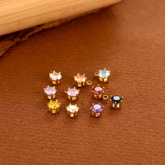 DIY Jewelry Accessories Stainless Steel Zircon Small Pendant Titanium Steel Claw Setting Geometric Water Drop Zircon Pendant Jewelry Wholesale
