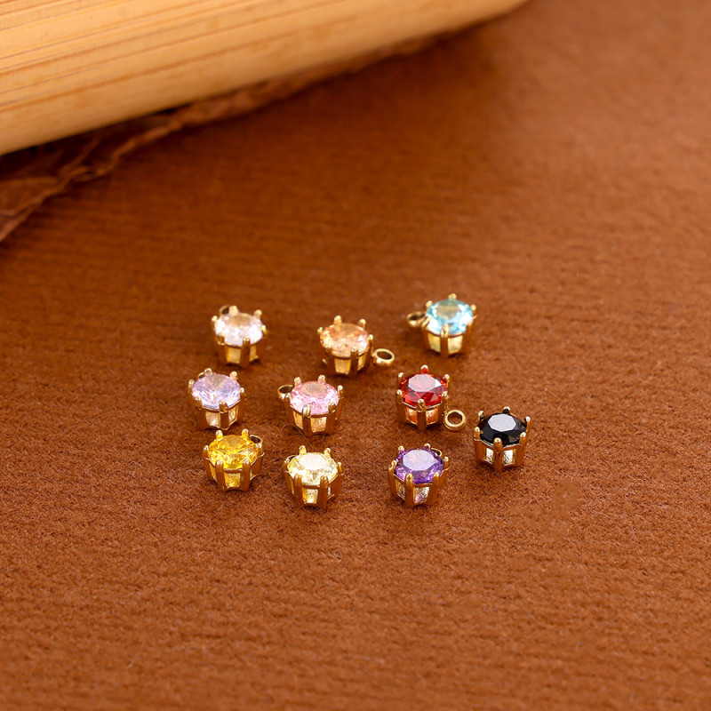 DIY Jewelry Accessories Stainless Steel Zircon Small Pendant Titanium Steel Claw Setting Geometric Water Drop Zircon Pendant Jewelry Wholesale