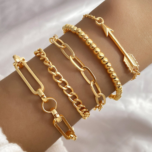 Europe and America Cross Border Bohemian Arrow Bracelet Metal Chain Women's Suit 5 Multi-Layer Chain Simple Bracelet