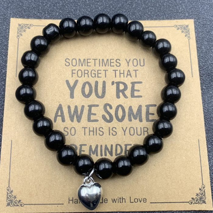 Cross-Border Jewelry Pink Zebra Stone Bead Bracelet Festival Gift for Men and Women Friendship Heart Bead Bracelet Wholesale Hot Item
