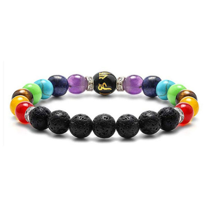Amazon Summer Hot-Selling Seven Meridian Bracelet Non-Fading Tiger Eye Woven Yoga Wheel Beaded Bracelet Handmade