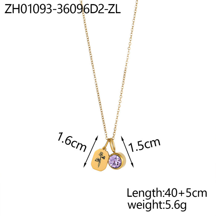Cross-Level Hot Sale New Zircon Flower Pendant Stainless Steel Women's Necklace Unique Design DIY Pendant