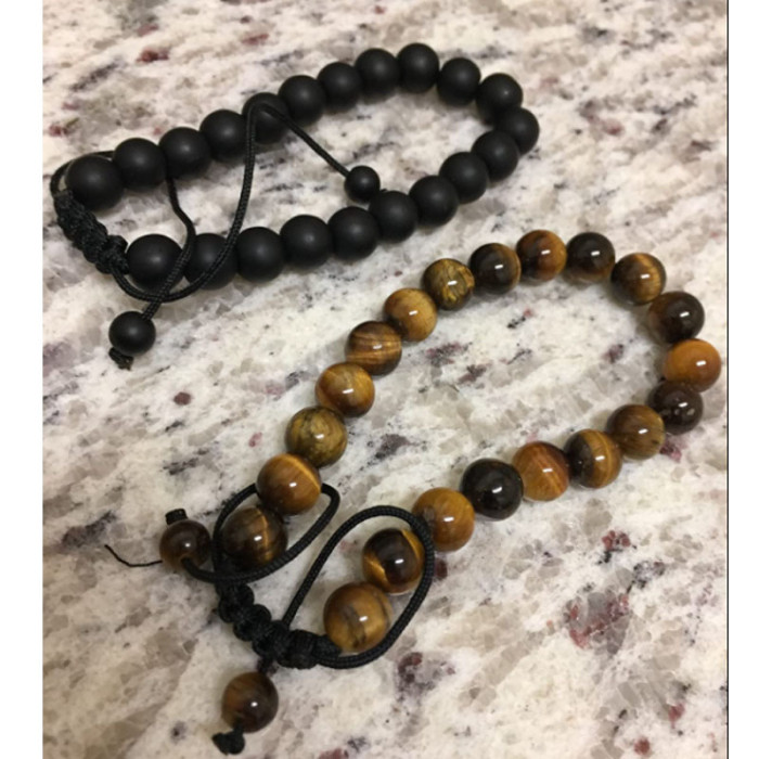 Handmade Jewelry Tiger Eye Stone Charm Bracelet Gift 8mm Tiger Eye Lava Stone Men's Couple Woven Bracelet