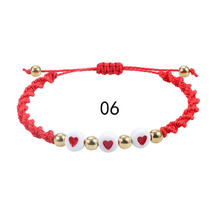 New Acrylic Heart Bracelet Bohemian Style Wax Thread Woven Bracelet TEMU Manufacturer in Stock