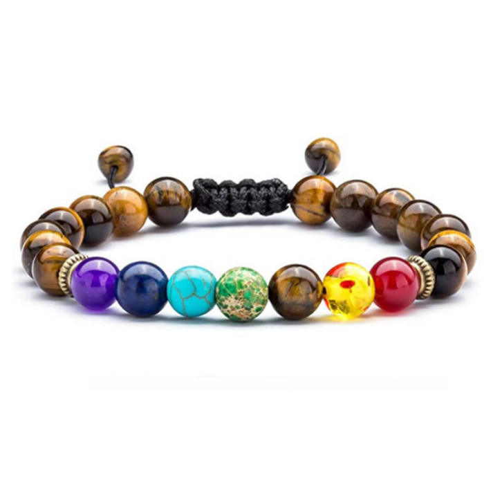 Amazon Summer Hot-Selling Seven Meridian Bracelet Non-Fading Tiger Eye Woven Yoga Wheel Beaded Bracelet Handmade