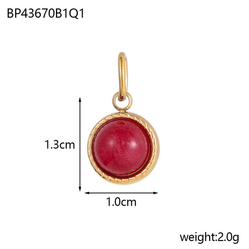 DIY Jewelry Accessories Stainless Steel Inlaid Natural Stone Oval Small Pendant Earrings Bracelet Necklace Handmade Materials Wholesale