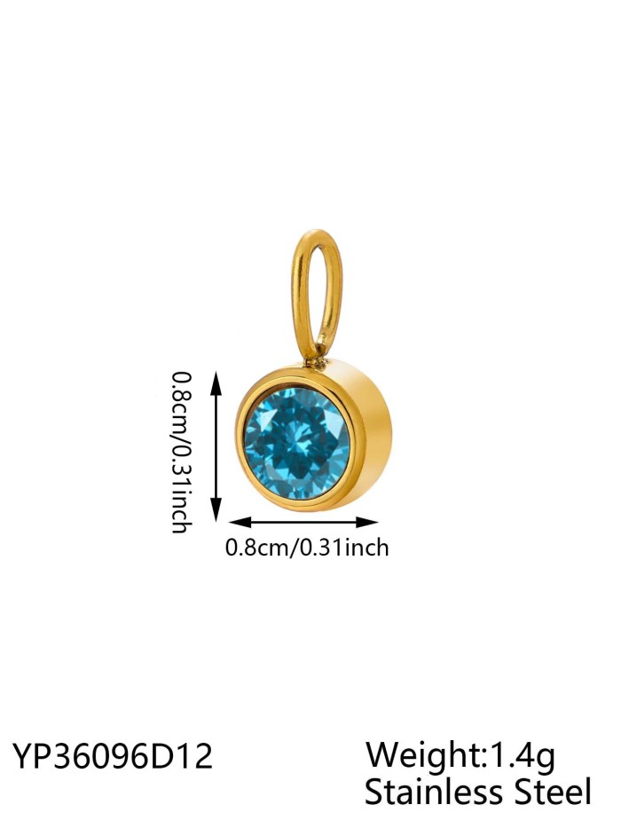 Hot-Selling Stainless Steel Jewelry Accessories Birthstone Pendant DIY Jewelry Accessories Colorful Rhinestone Pendan...