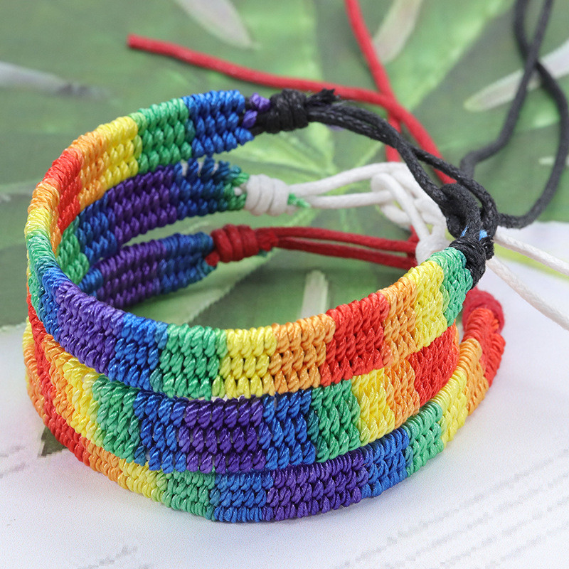 Cross-Border Hot-Selling Colorful Red Rope Bracelet Hand-Woven Rainbow Friendship Bracelet Bohemian Style Jewelry In Stock