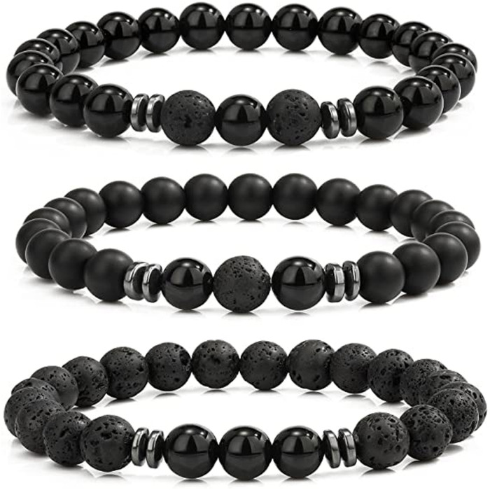 Amazon Wish New Volcanic Stone Bracelet Jewelry Fashion Simple Tiger Eye Stone Lapis Lazuli Agate Bracelet Set