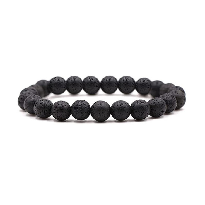 Cross-Border Hot-Selling 8mm Stone Bracelet Amazon Volcanic Stone Tiger Eye Stone Set Bracelet Wholesale Beaded Bracelet